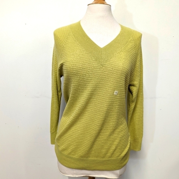 Nwt Loft Outlet Lime Green V Neck Summer Cotton Sweater M - Picture 1 of 12